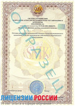 Образец сертификата соответствия (приложение) Трехгорный Сертификат ISO 13485